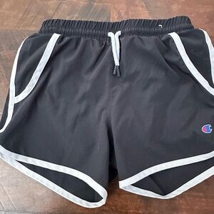 Champion Black Athletic Shorts with white Trim